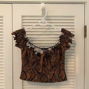 Missguided Crop Snake Print Top